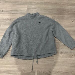Nike Therma-fit Women's Fleece Sweatshirt Particle Grey Large Oversized Fit